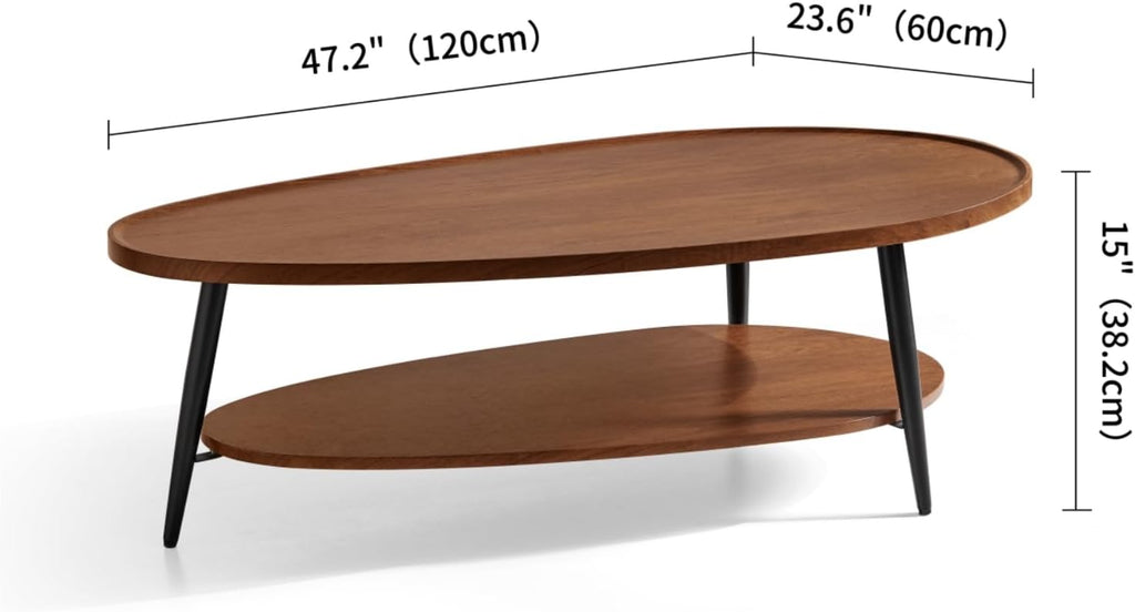 Oval Mid-Century 2-Tier Coffee Table
