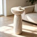 Round Sculptural Pedestal Accent Side Table
