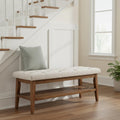 Beige Tufted Upholstered Shoe Bench