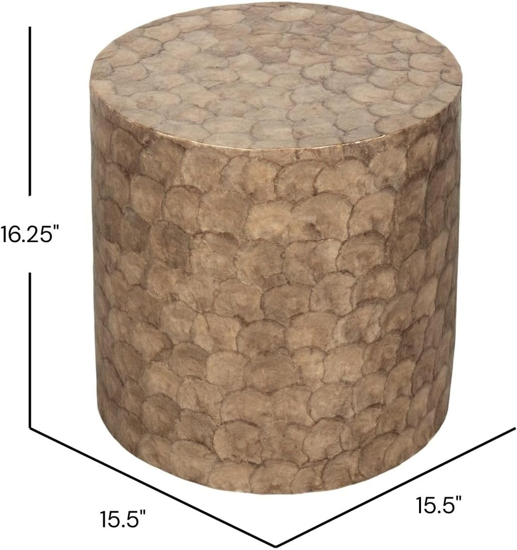 Brown Capiz Drum Side Table