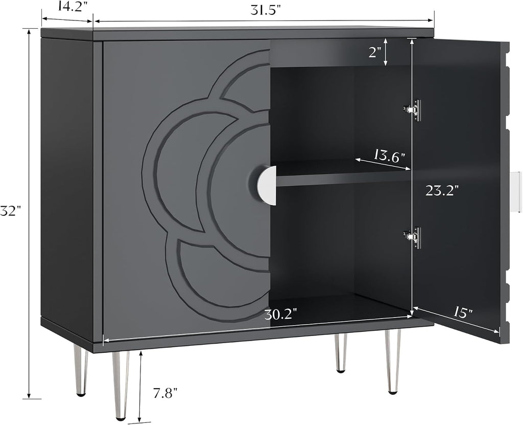 Grey Floral Accent Cabinet