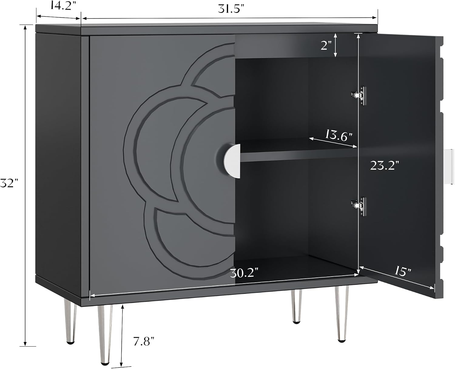 Grey Floral Accent Cabinet