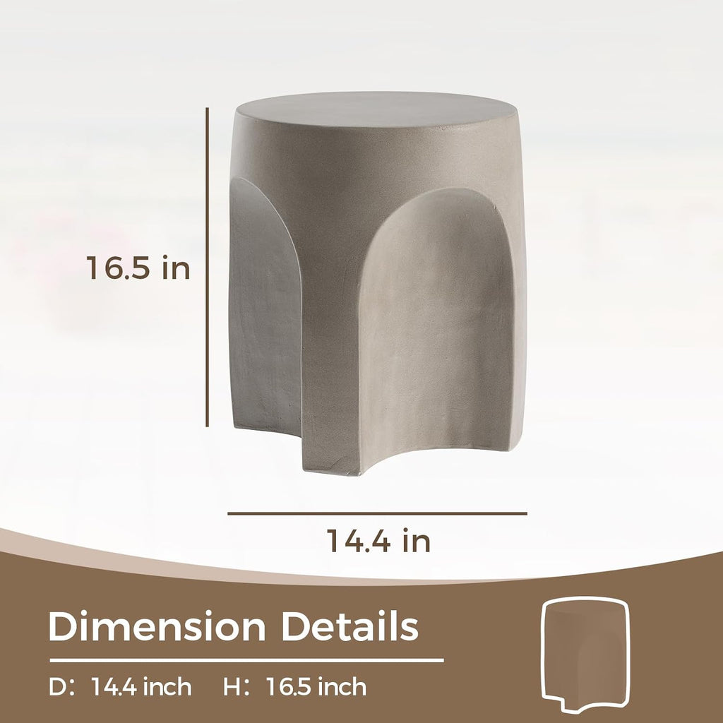 2 Pack Grey Drum Concrete Side Tables