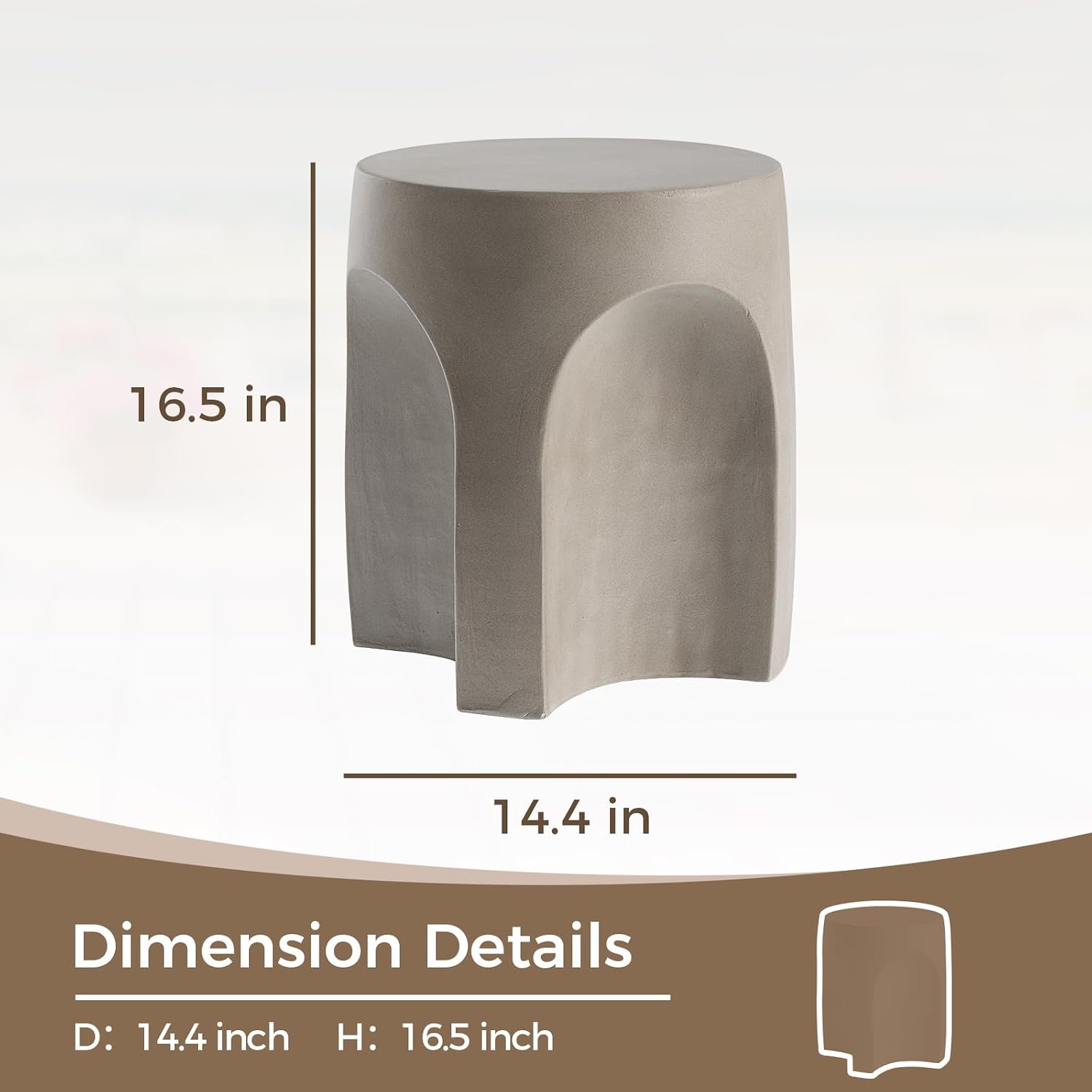 2 Pack Grey Drum Concrete Side Tables