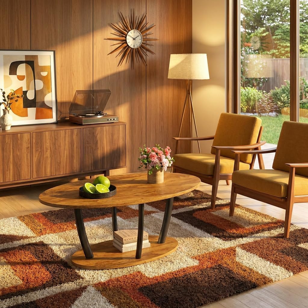 2-Tier Rustic Oval Coffee Table