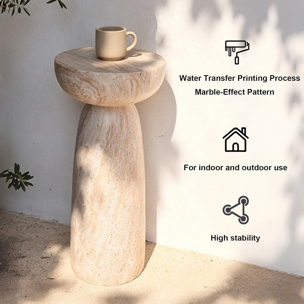 Round Sculptural Pedestal Accent Side Table