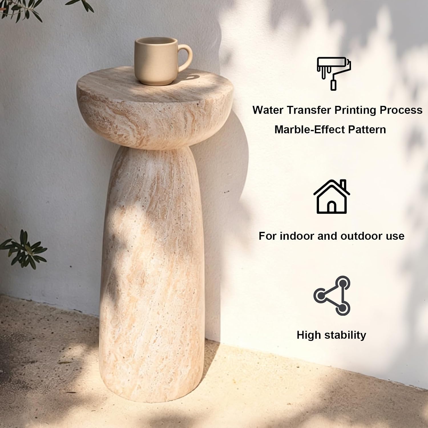 Round Sculptural Pedestal Accent Side Table