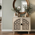 2-Door Hollow Carved Natural Sideboard Cabinet