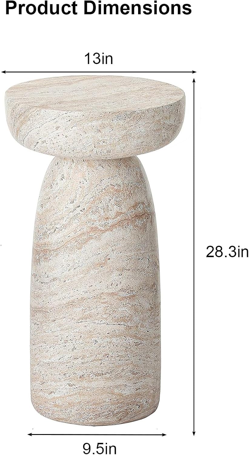 Round Sculptural Pedestal Accent Side Table