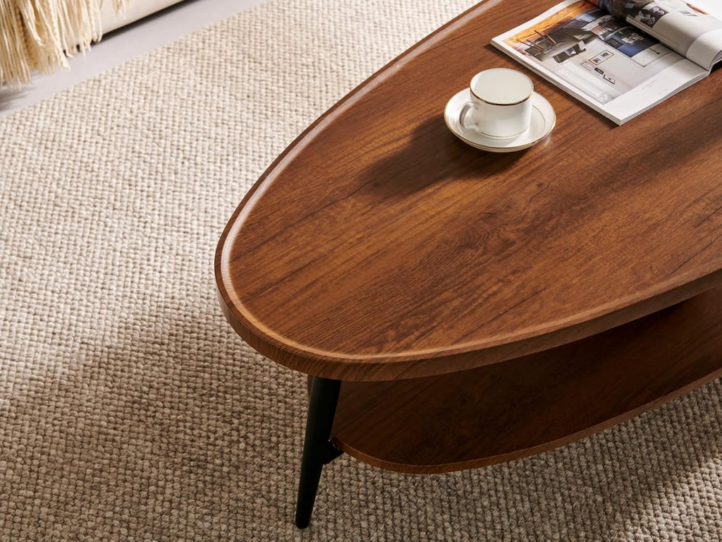 Oval Mid-Century 2-Tier Coffee Table