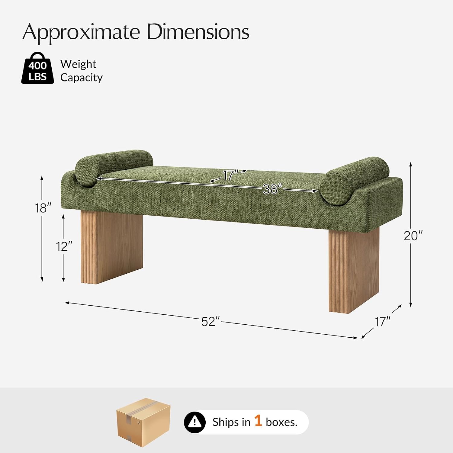 Fern Scroll Arm Fluted Leg Entryway Bench