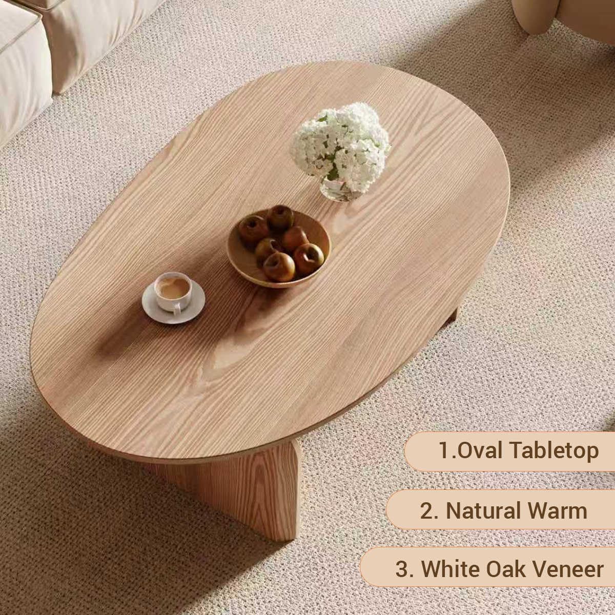 Natural Oak Oval Coffee Table