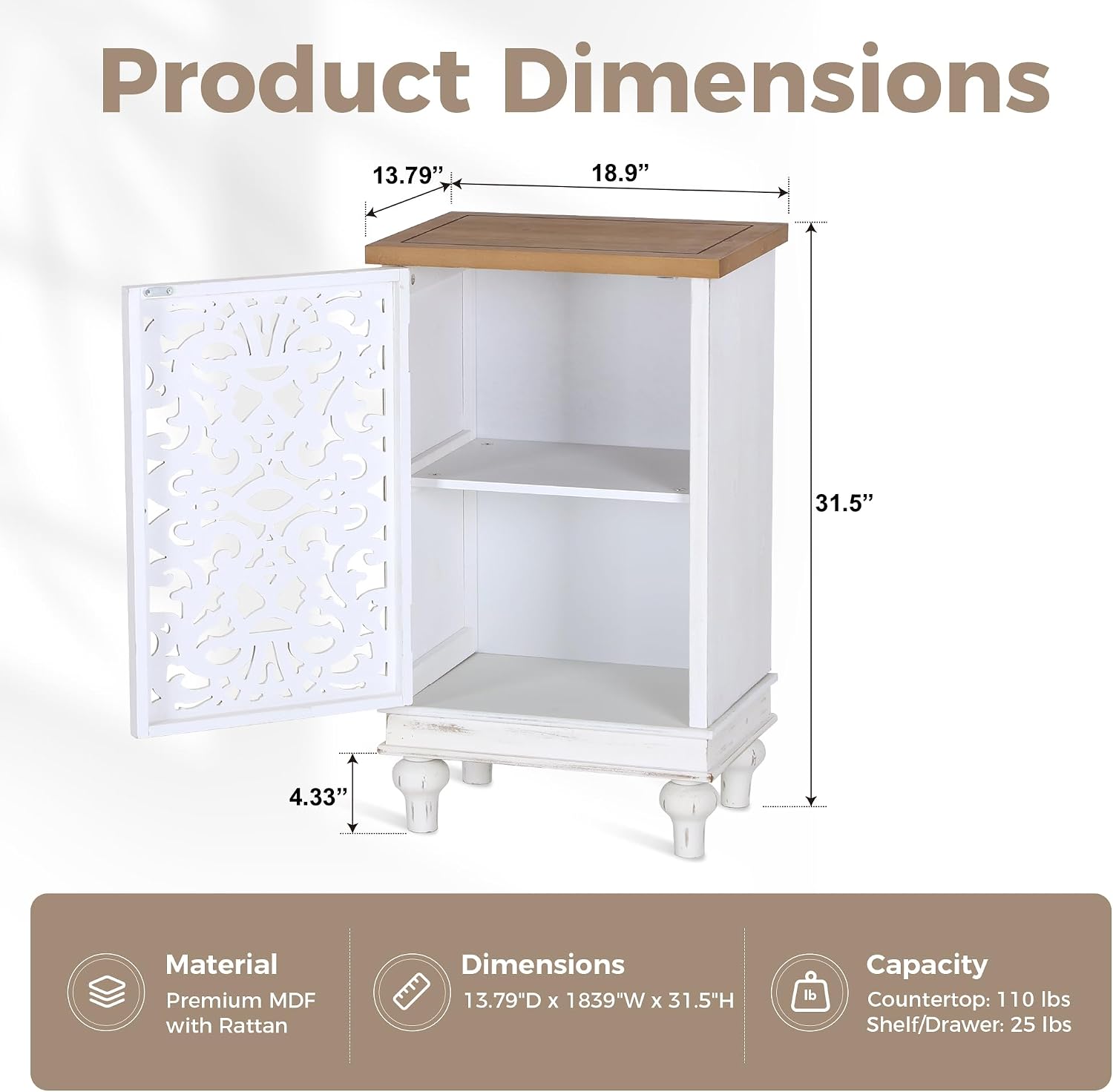 White Small Accent Cabinet