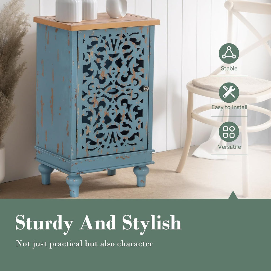 Carved Small Accent Cabinet