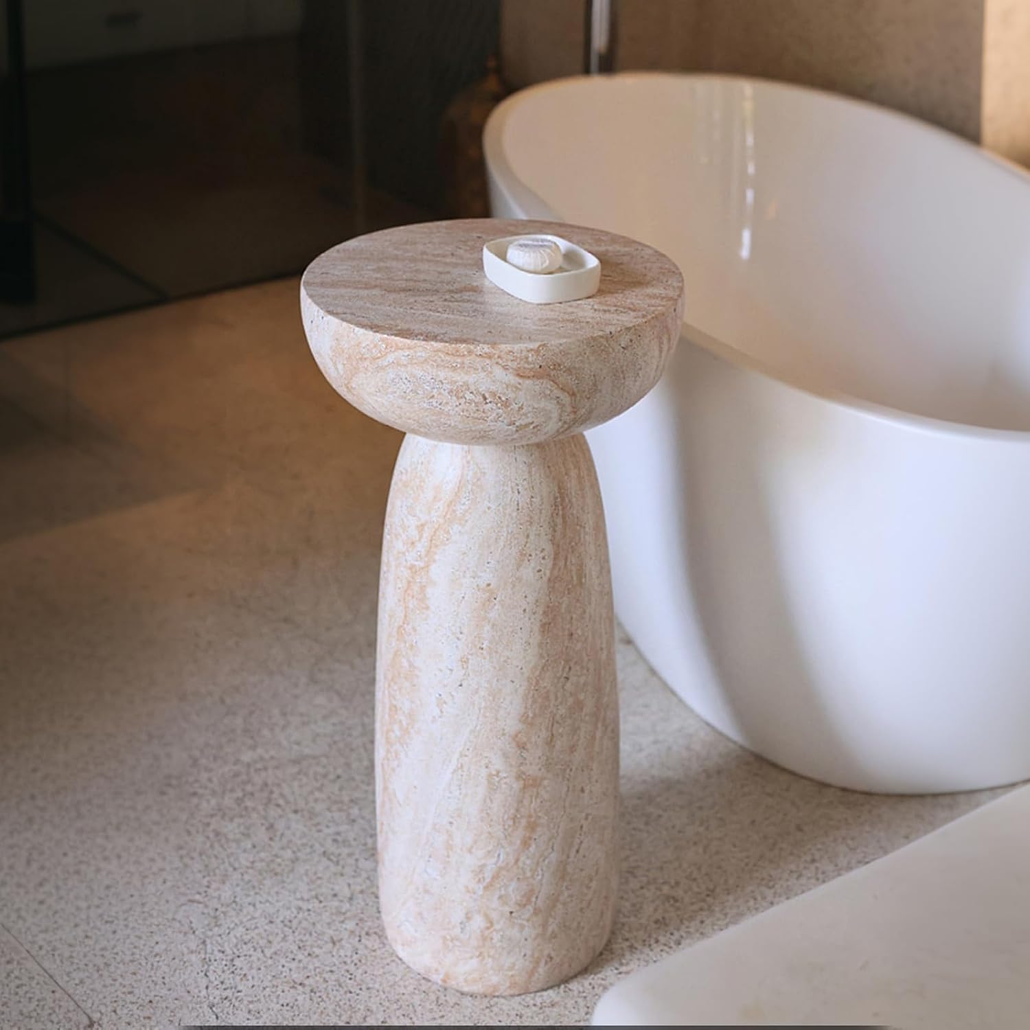 Round Sculptural Pedestal Accent Side Table