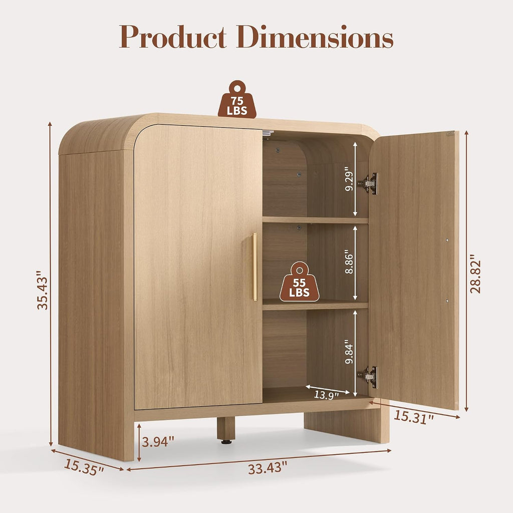33.43" Curved 2-Door Modern Buffet Cabinet