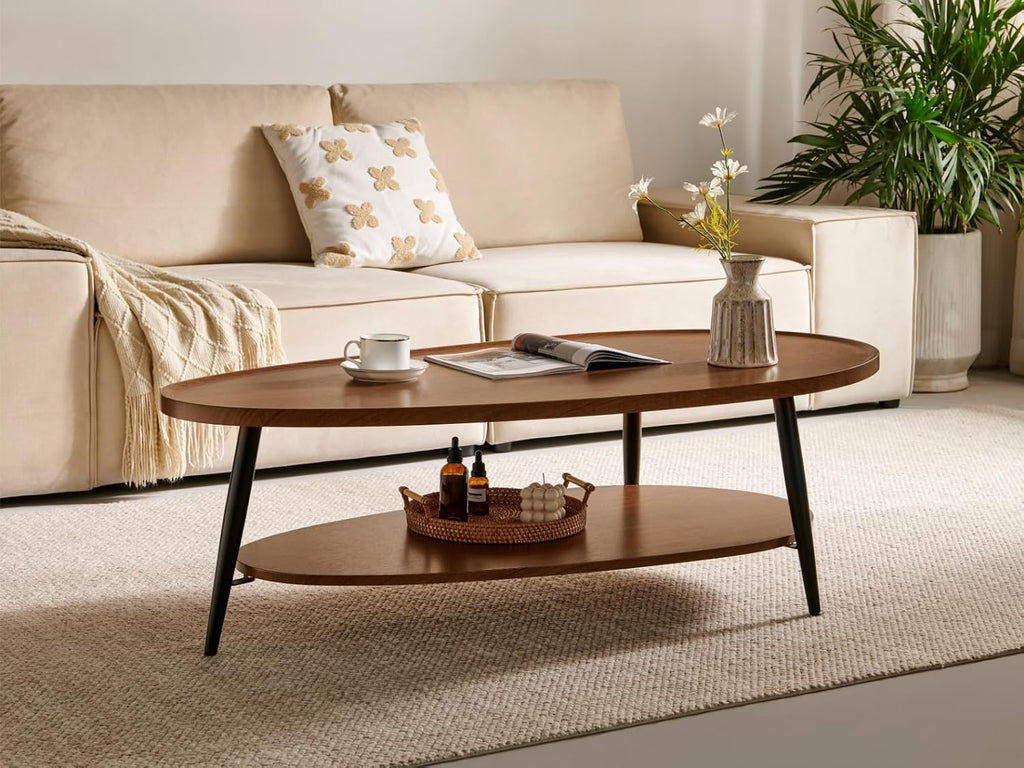 Oval Mid-Century 2-Tier Coffee Table