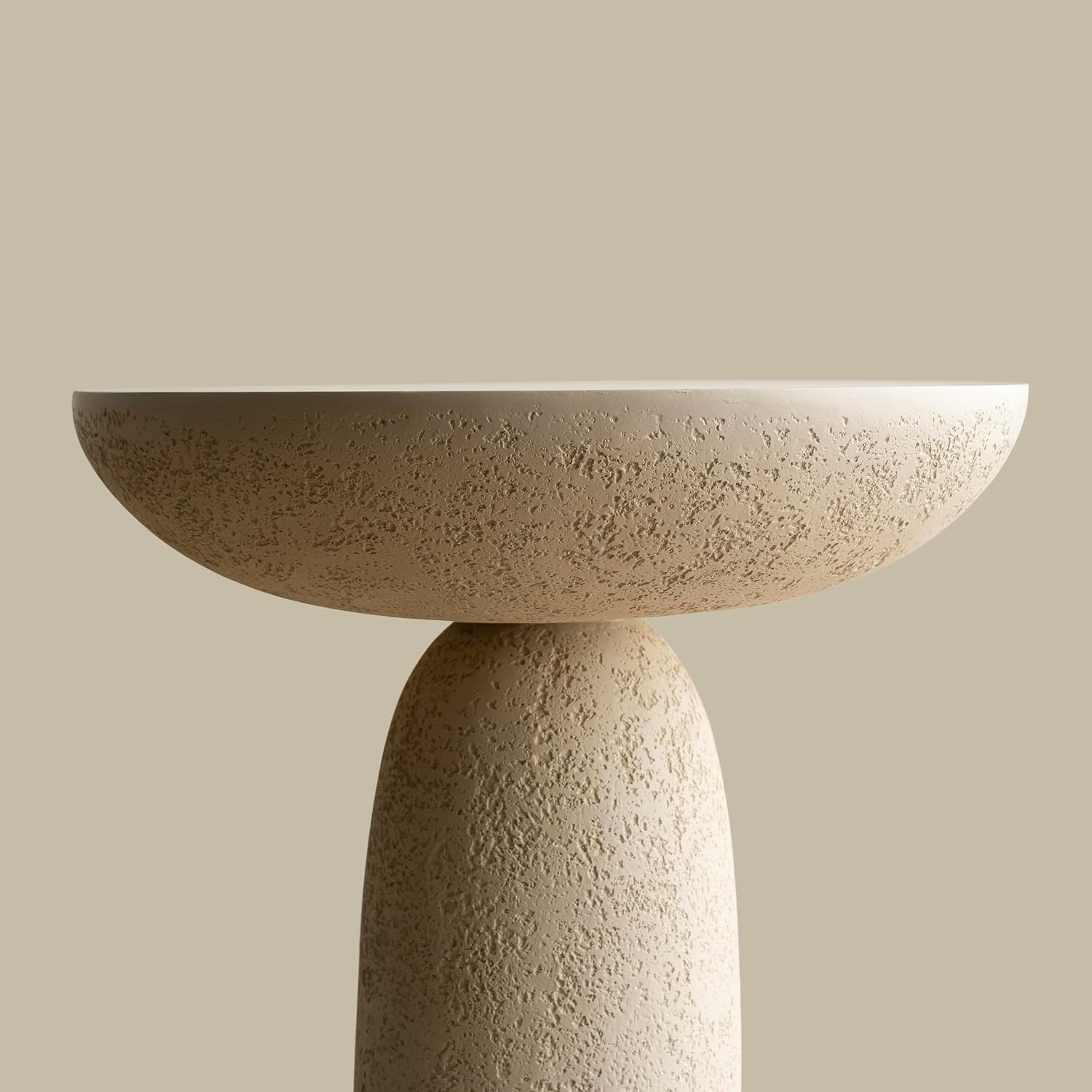 18" Beige Fiberglass Hourglass Pedestal Side Table