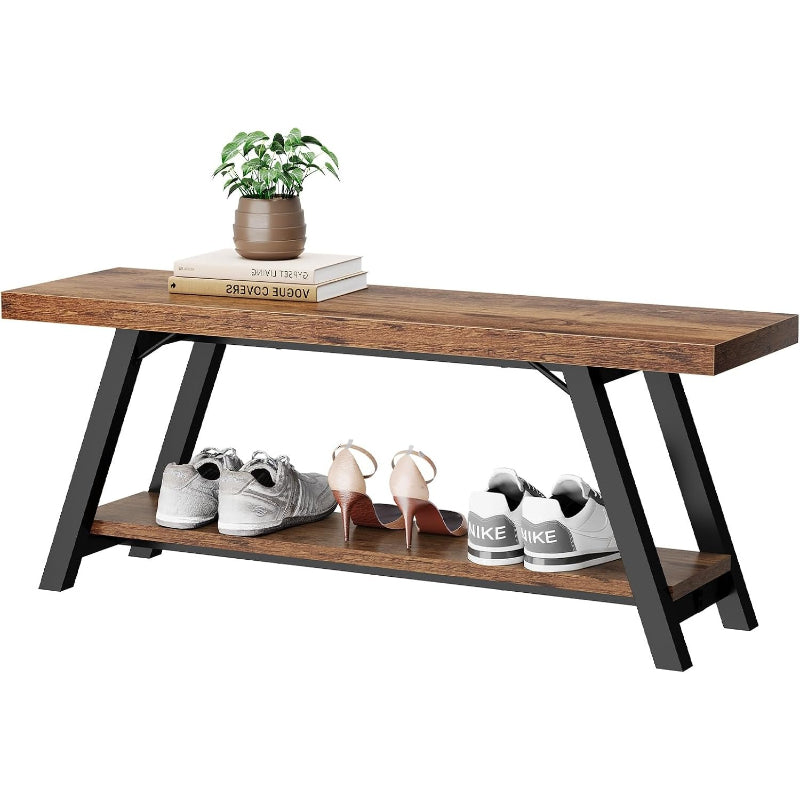 47" Rustic Storage Entryway Bench