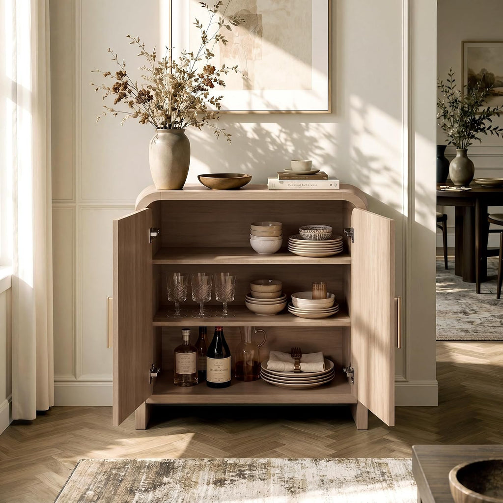 33.43" Curved 2-Door Modern Buffet Cabinet