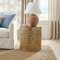 Brown Capiz Drum Side Table