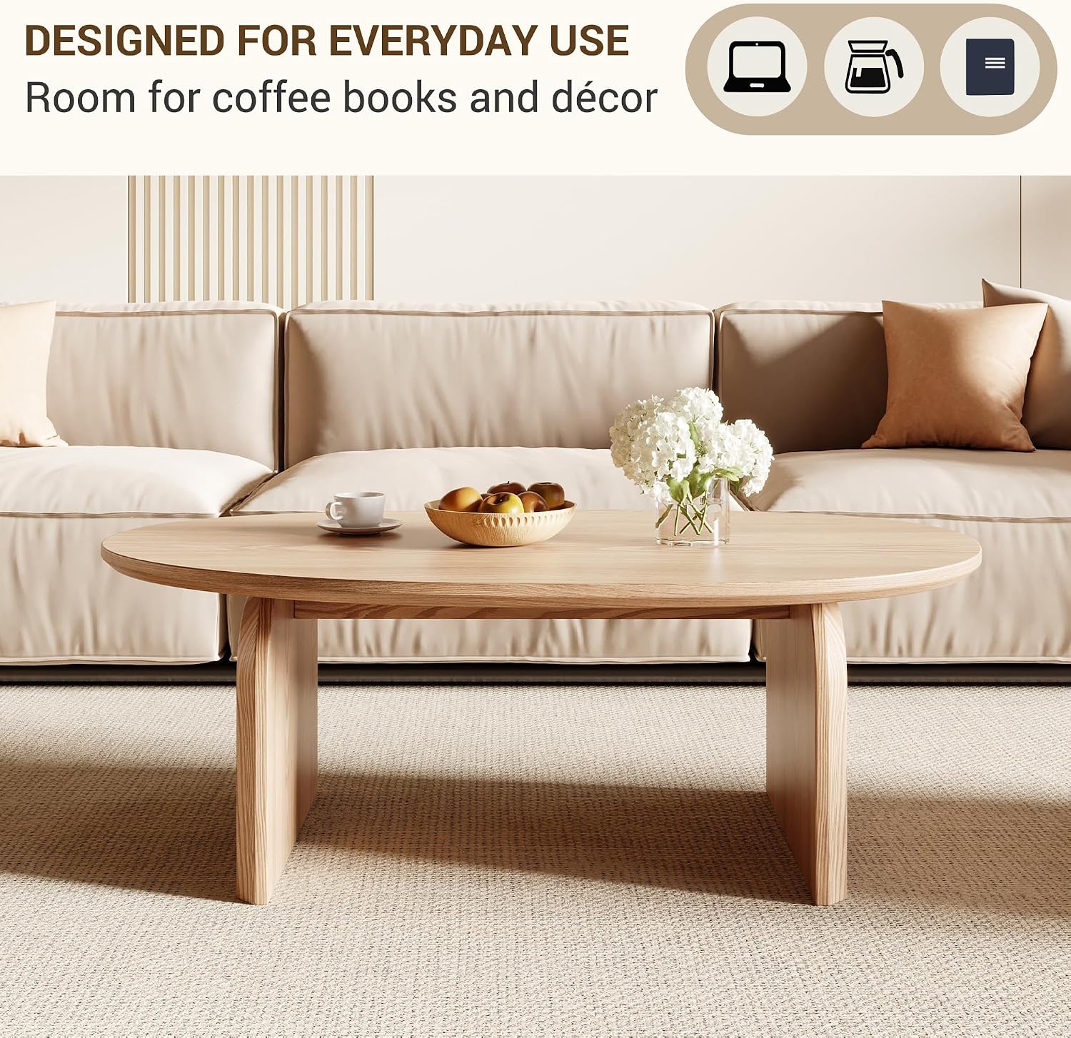 Natural Oak Oval Coffee Table