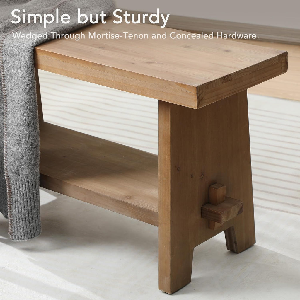 51.2" Farmhouse Wood Storage Bench