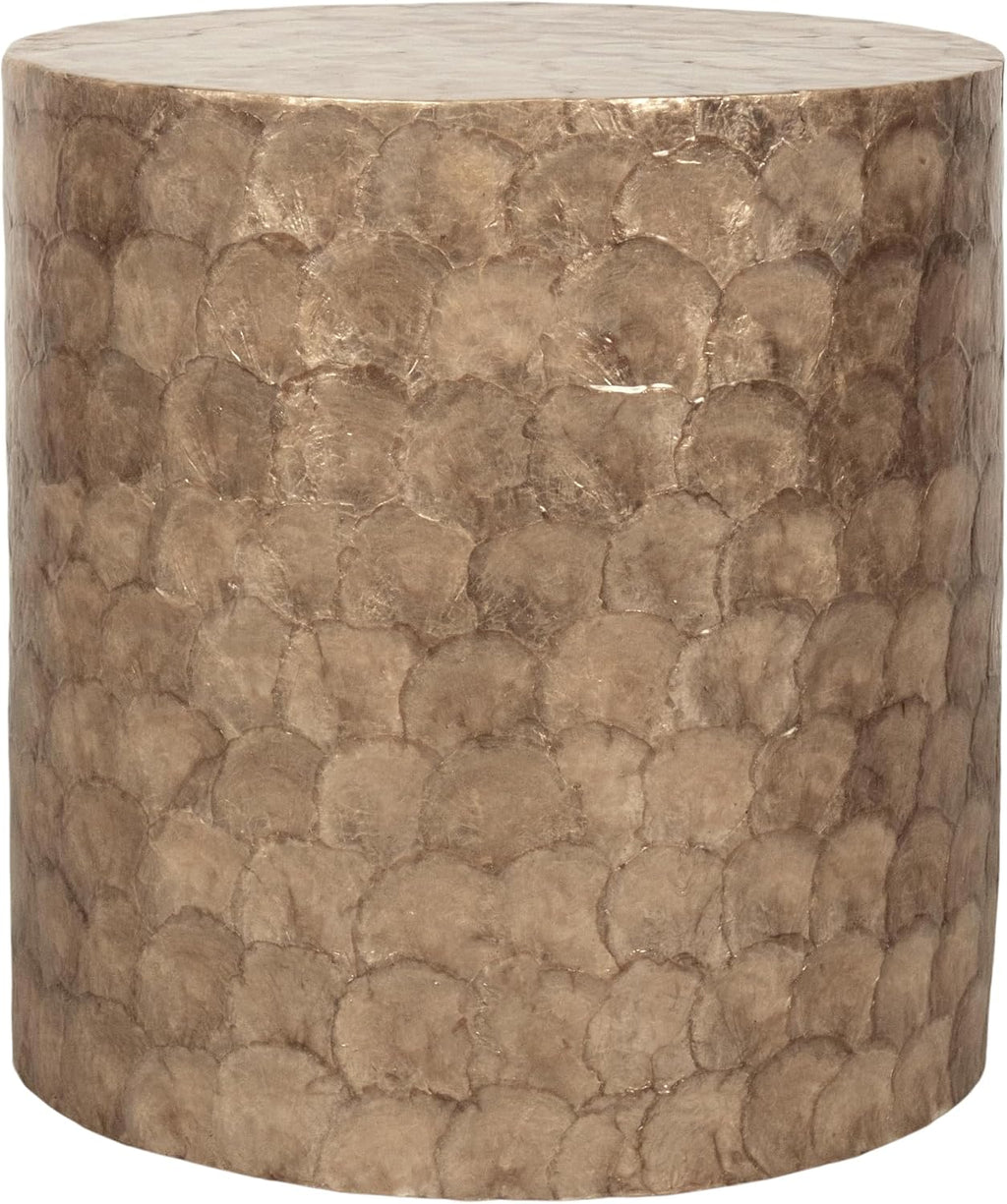 Brown Capiz Drum Side Table