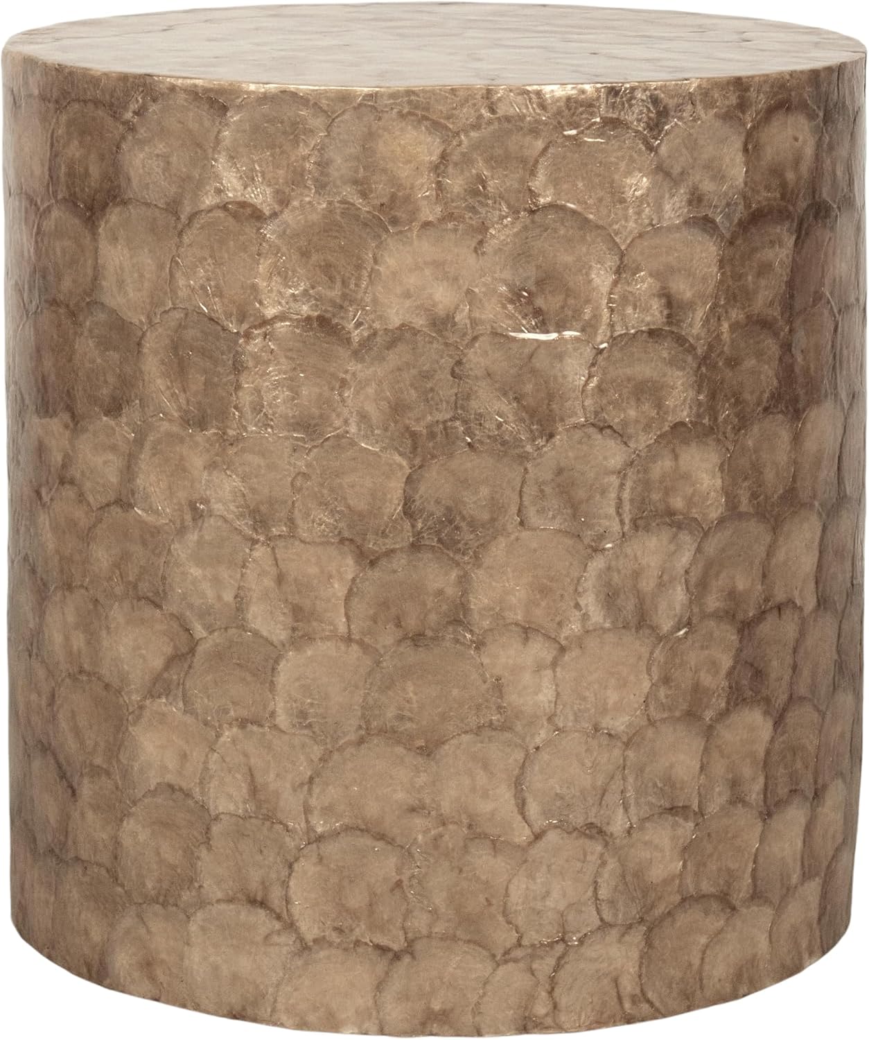 Brown Capiz Drum Side Table