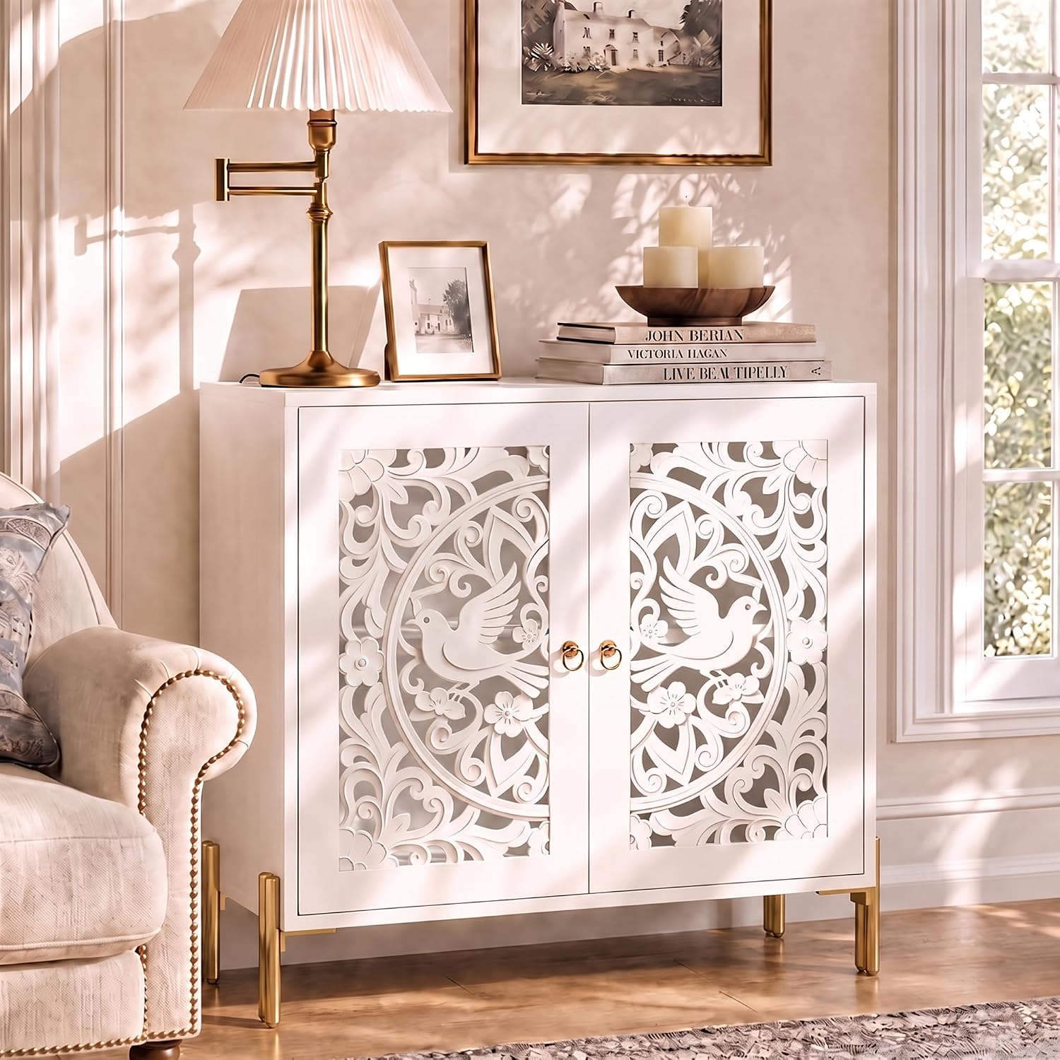 Hollow-Carved Accent Cabinet