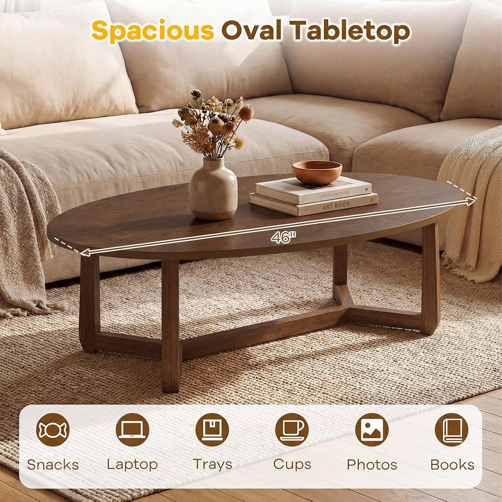 46" Walnut Oval Coffee Table