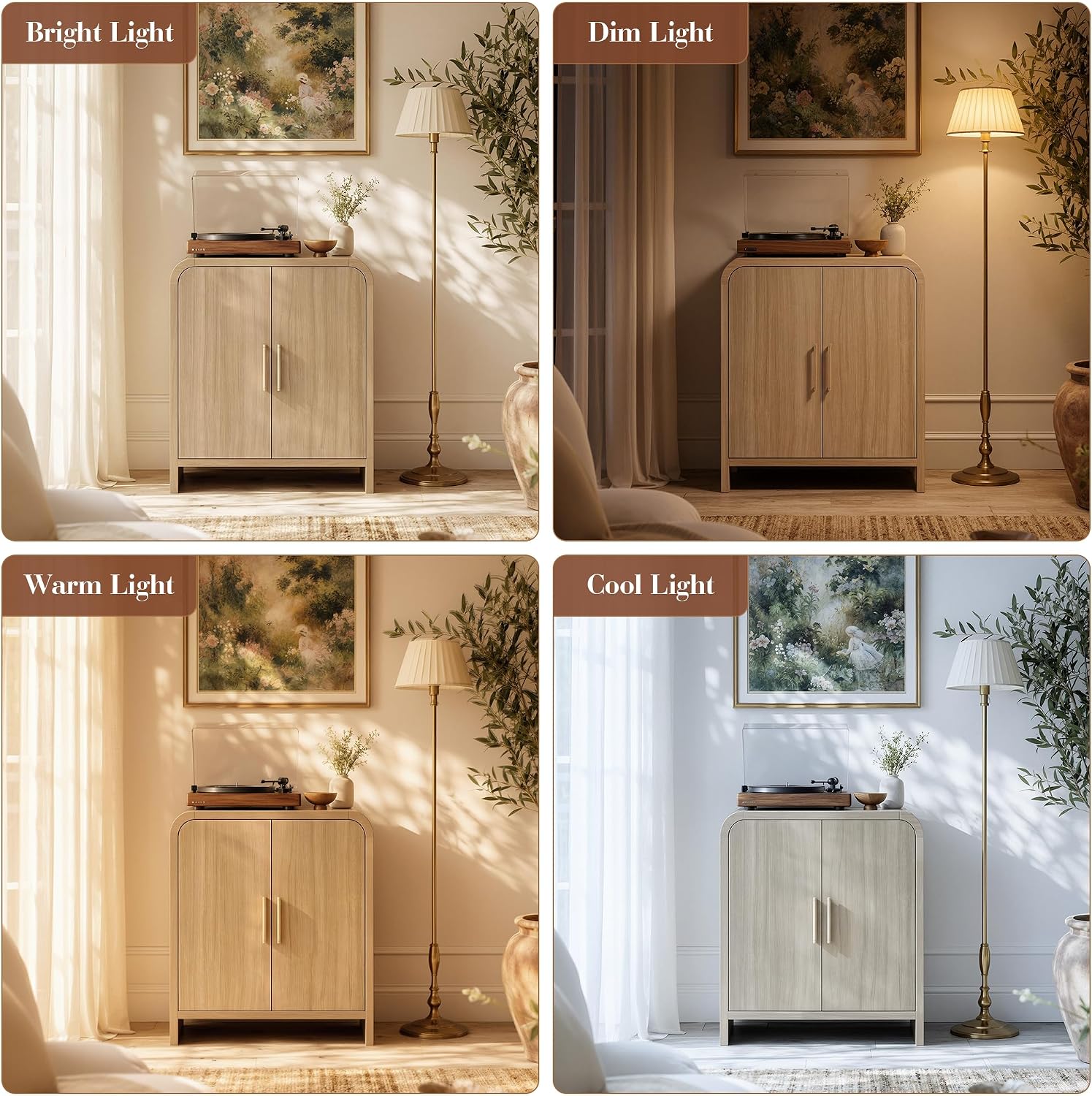 33.43" Curved 2-Door Modern Buffet Cabinet