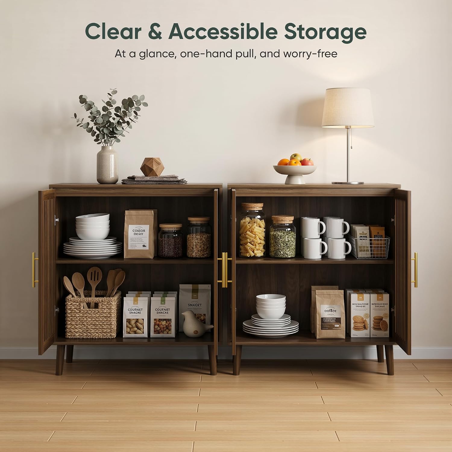 31.5" Walnut Farmhouse Sideboard Cabinet