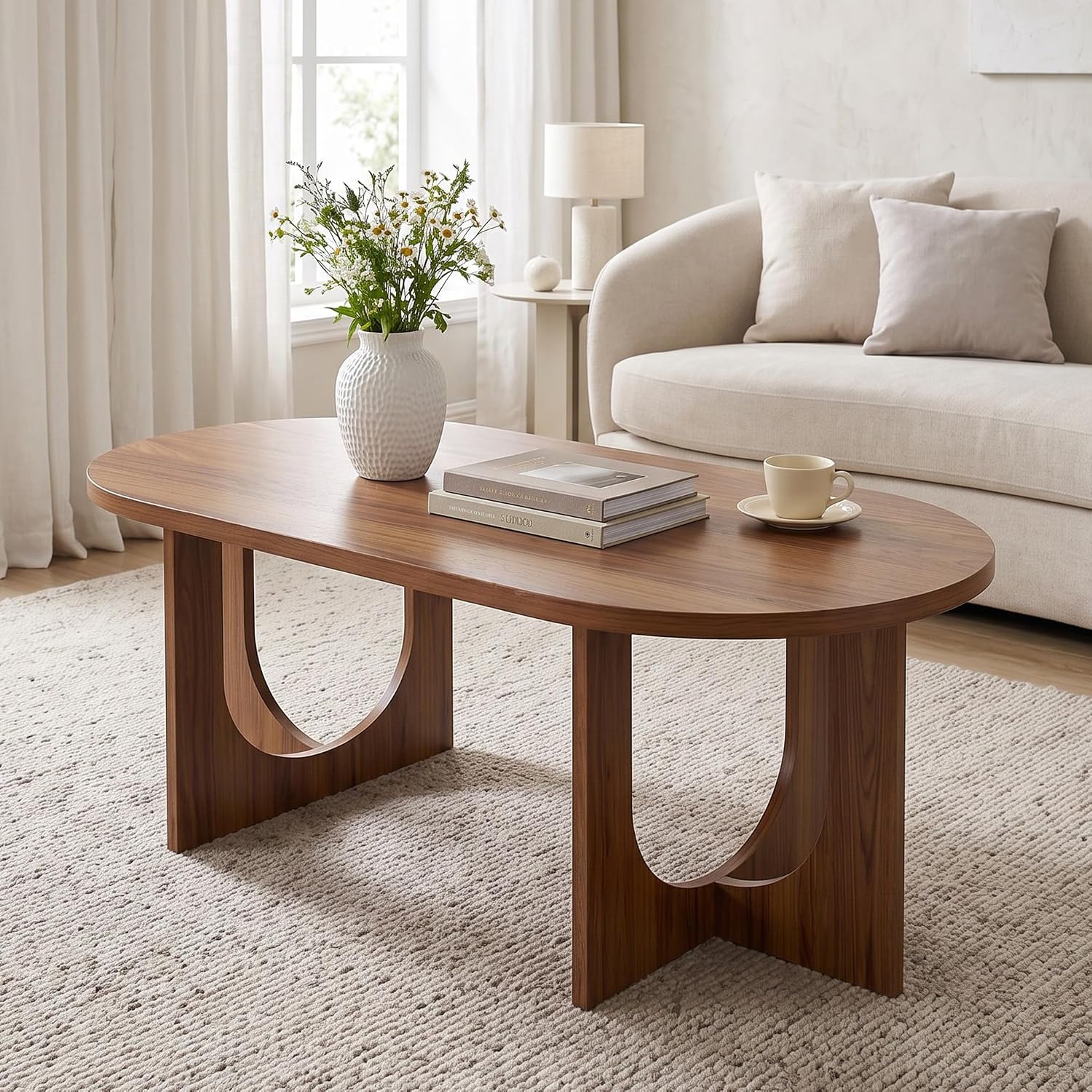 Modern Oval Living Room Center Coffee Table