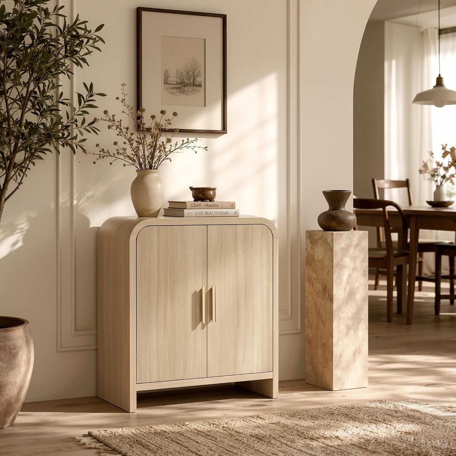 33.43" Curved 2-Door Modern Buffet Cabinet