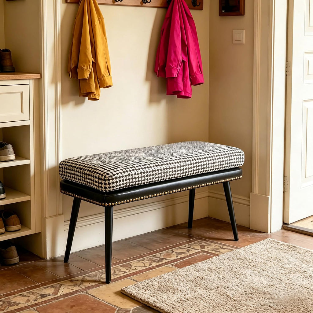 32" Retro Cushioned Entryway Bench