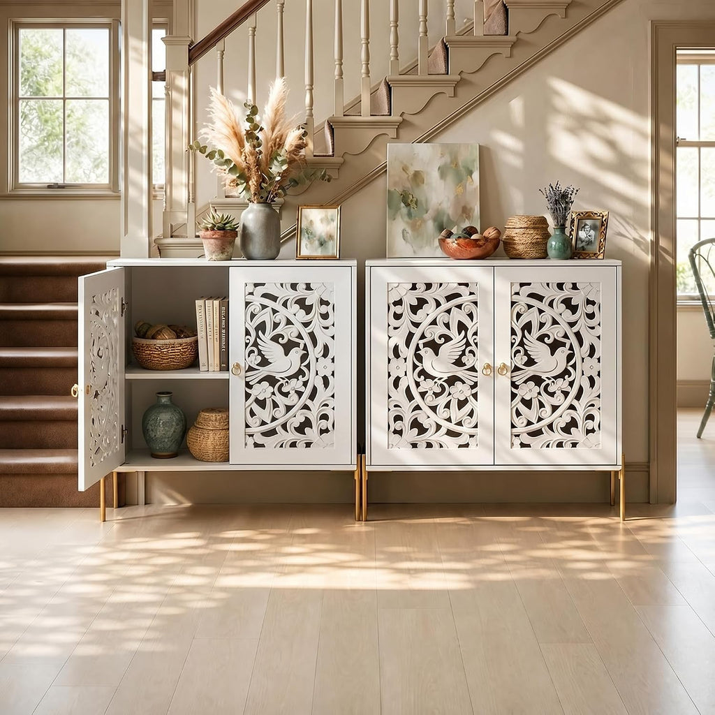 Hollow-Carved Accent Cabinet