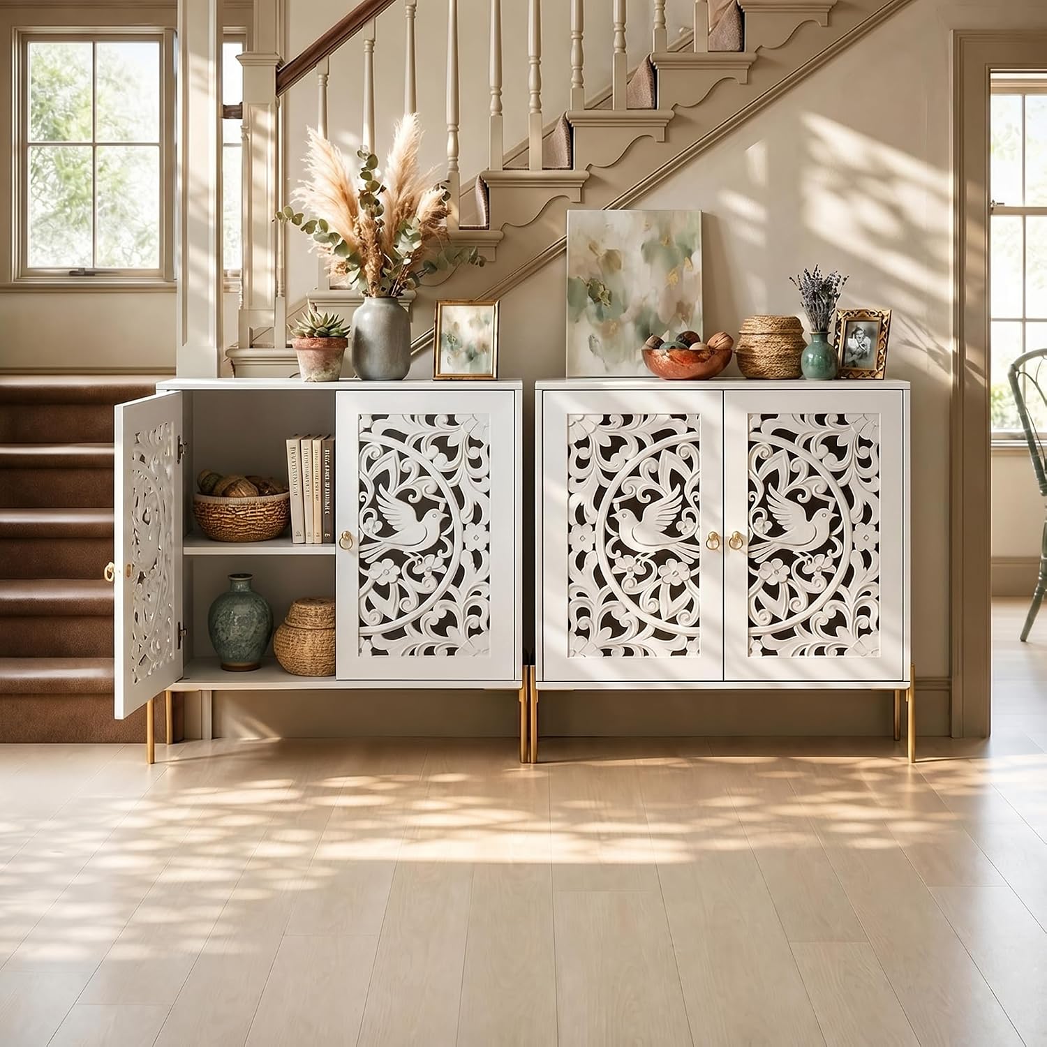 Hollow-Carved Accent Cabinet
