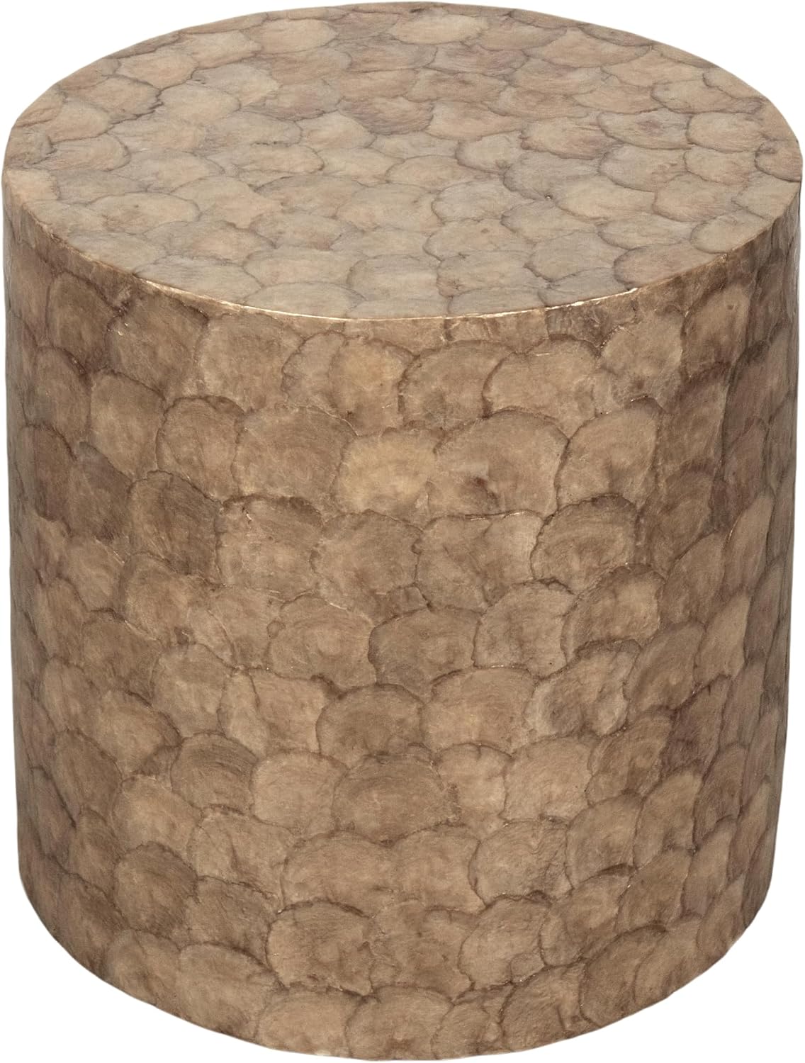 Brown Capiz Drum Side Table