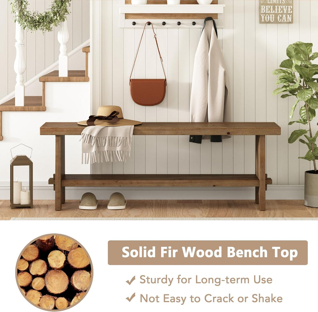 51.2" Farmhouse Wood Storage Bench