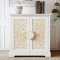 White Floral Embossed Accent Cabinet