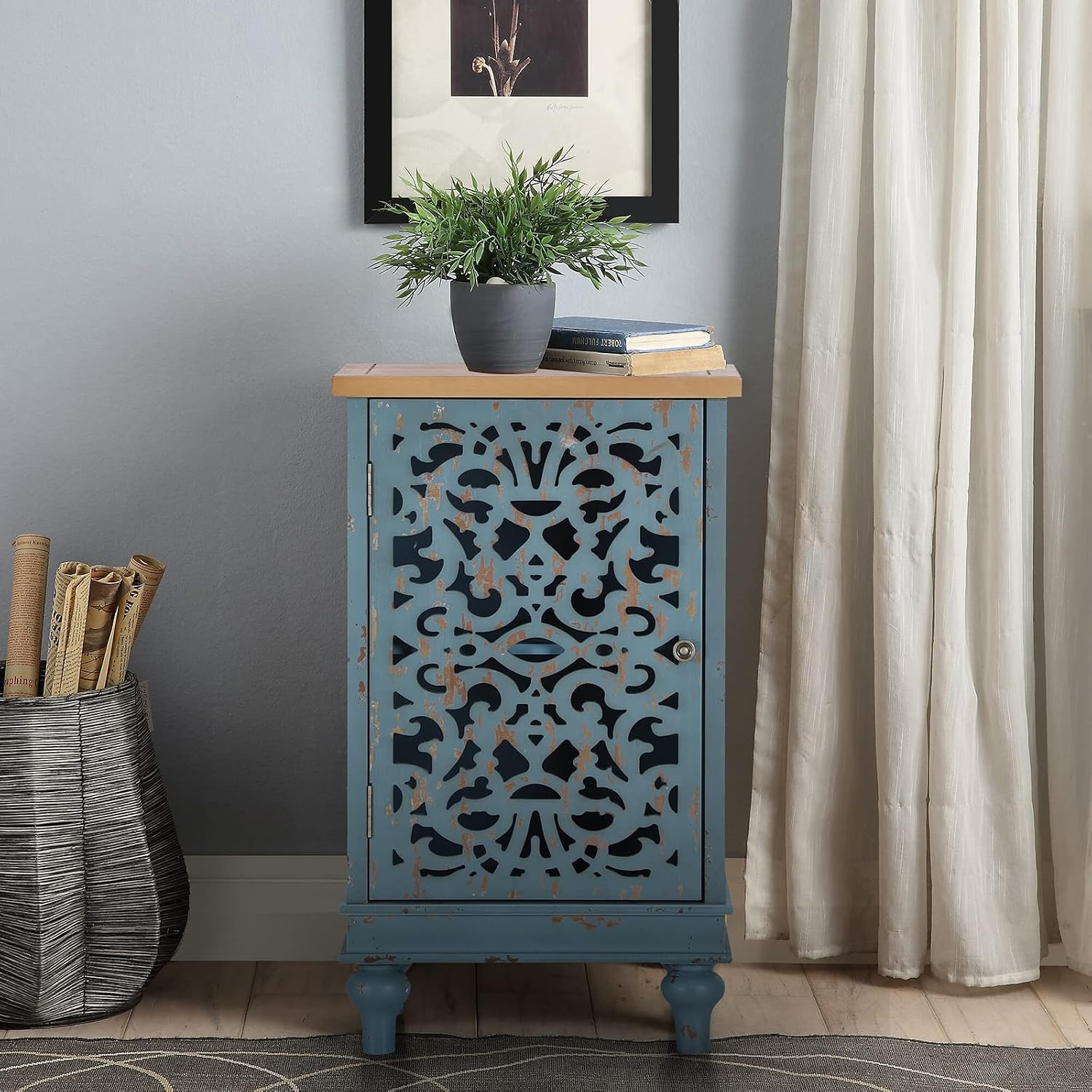 Carved Small Accent Cabinet