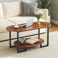 Rustic Brown 2-Tier Oval Coffee Table