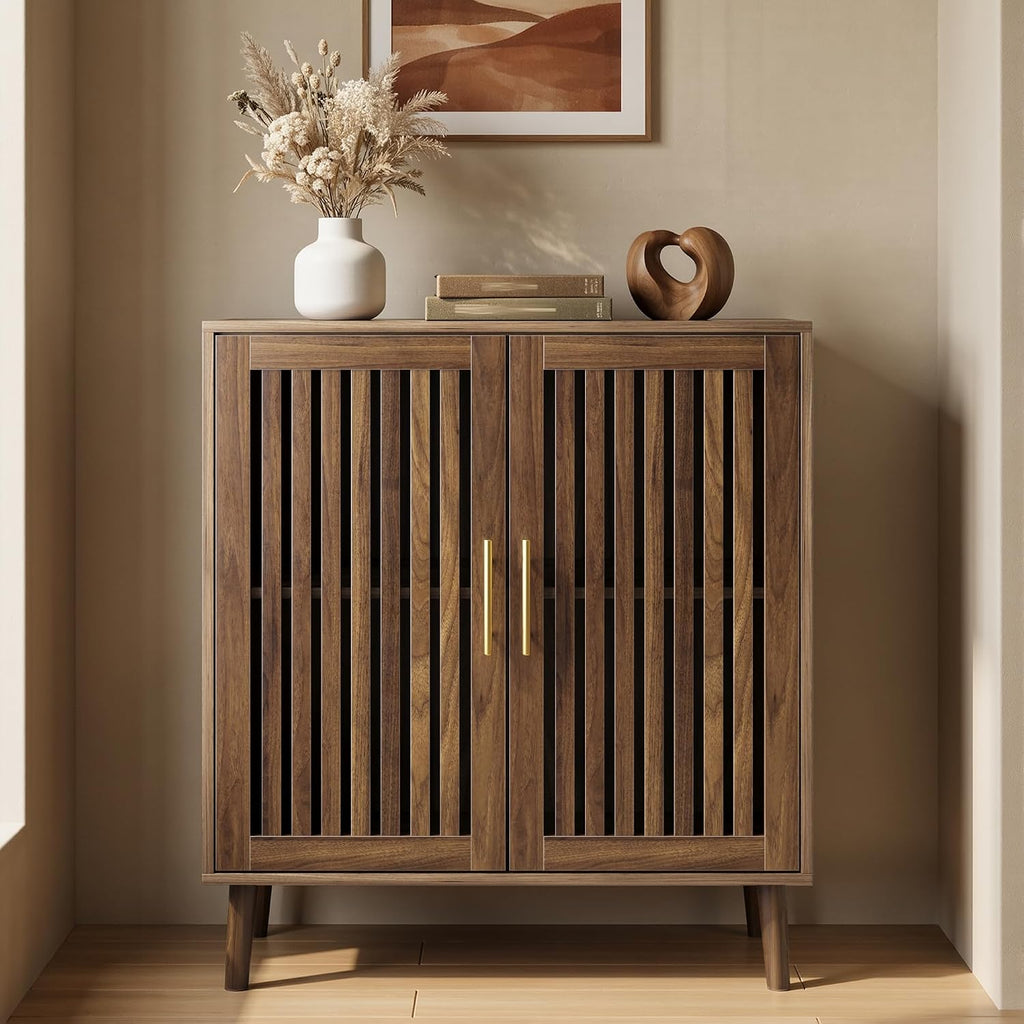 31.5" Walnut Farmhouse Sideboard Cabinet