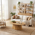 47" Yellowish Brown Oval Pedestal Coffee Table