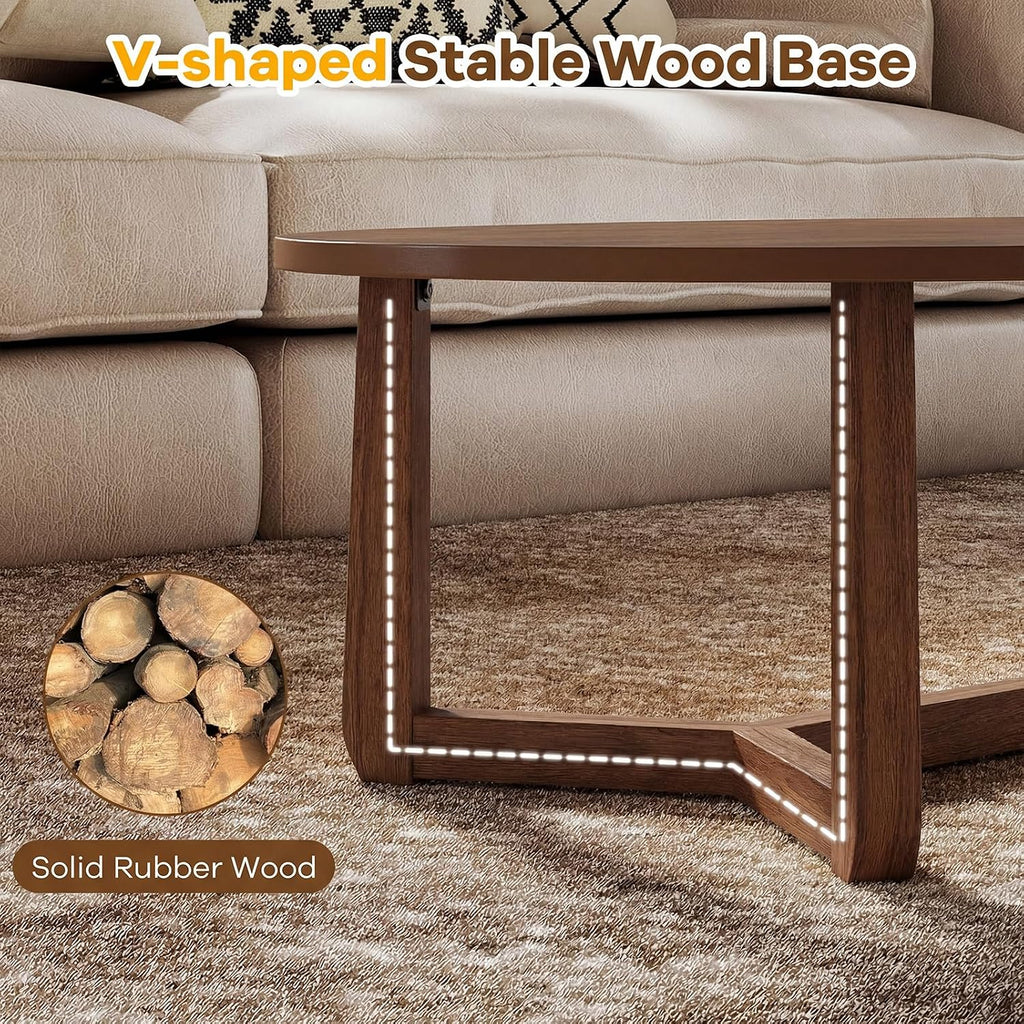 46" Walnut Oval Coffee Table