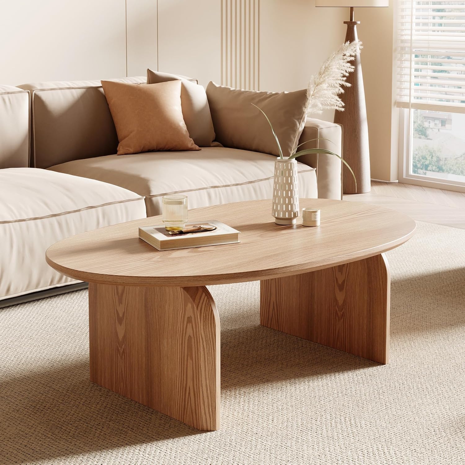 Natural Oak Oval Coffee Table